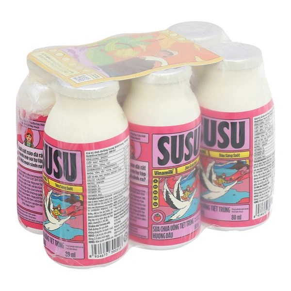 Lốc 6 chai sữa chua uống tiệt trùng Vinamilk SuSu - Giao bao bì ngẫu nhiên