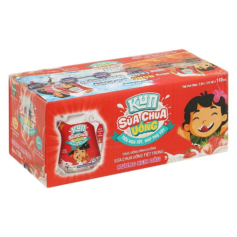 Sữa chua uống tiệt trùng LiF Kun vị kem dâu 110 ml (từ 2 tuổi) 9