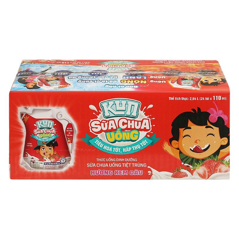 Sữa chua uống tiệt trùng LiF Kun vị kem dâu 110 ml (từ 2 tuổi) 10