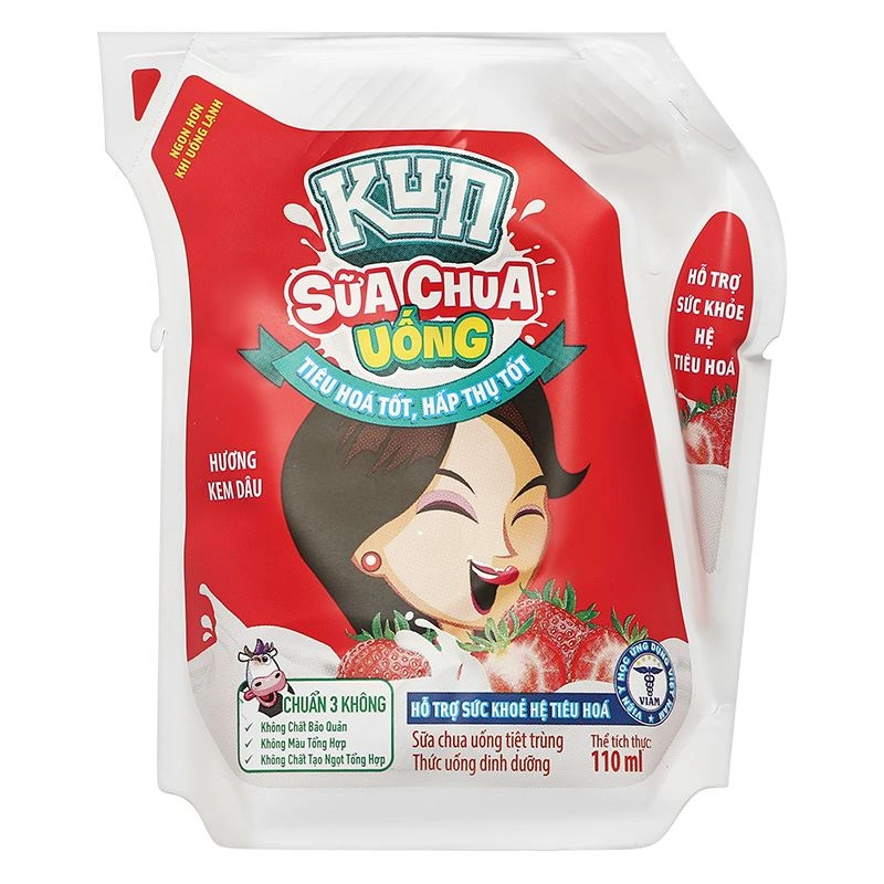 Sữa chua uống tiệt trùng LiF Kun vị kem dâu 110 ml (từ 2 tuổi) 11