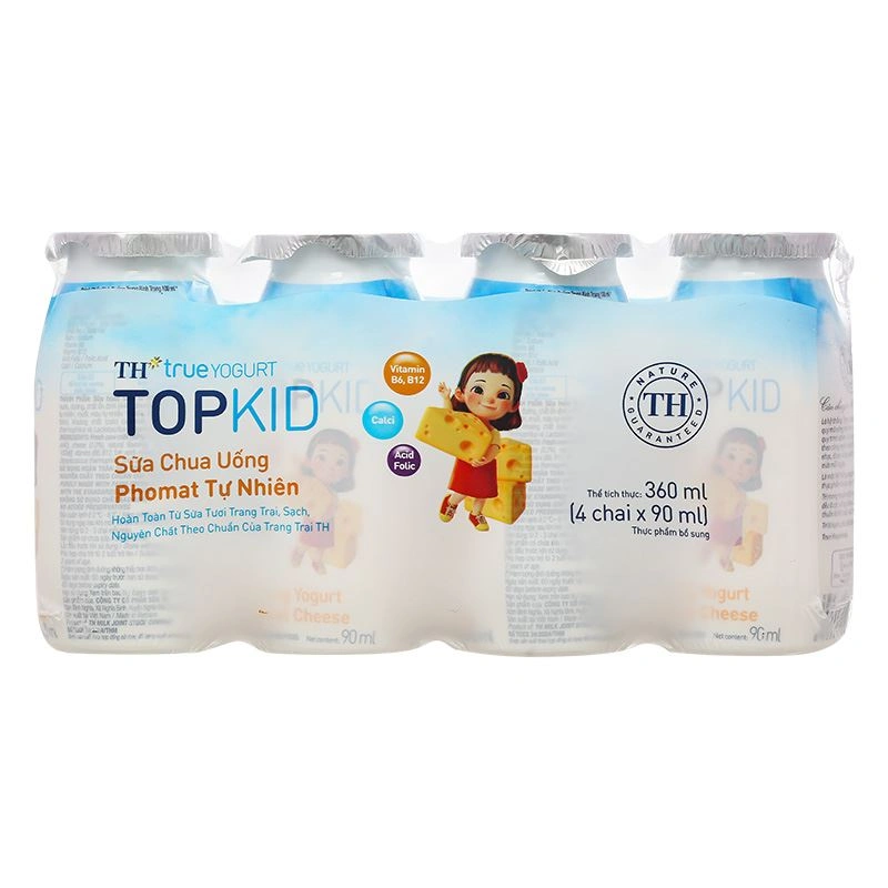 Lốc 4 chai sữa chua uống phomat tự nhiên TH true YOGURT TOPKID 90 ml (từ 2 tuổi) - Giao bao bì ngẫu nhiên 3