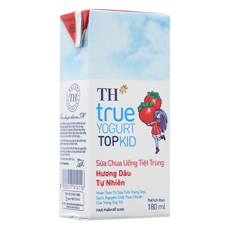 Lốc 4 hộp sữa chua uống tiệt trùng TH true YOGURT TOPKID vị dâu 180 ml (từ 2 tuổi) - Giao bao bì ngẫu nhiên 5
