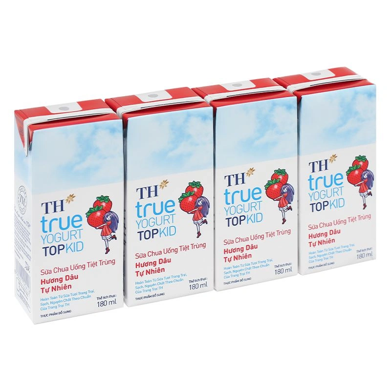 Thùng 48 hộp sữa chua uống tiệt trùng TH true YOGURT TOPKID vị dâu 180 ml (từ 2 tuổi) - Giao bao bì ngẫu nhiên 4