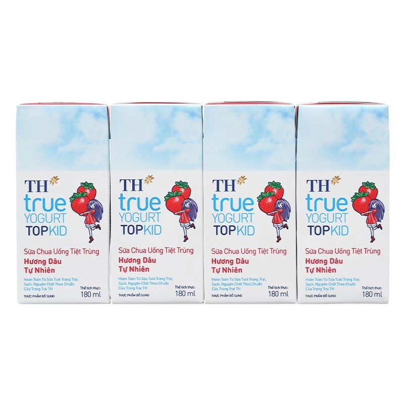 Thùng 48 hộp sữa chua uống tiệt trùng TH true YOGURT TOPKID vị dâu 180 ml (từ 2 tuổi) - Giao bao bì ngẫu nhiên 5