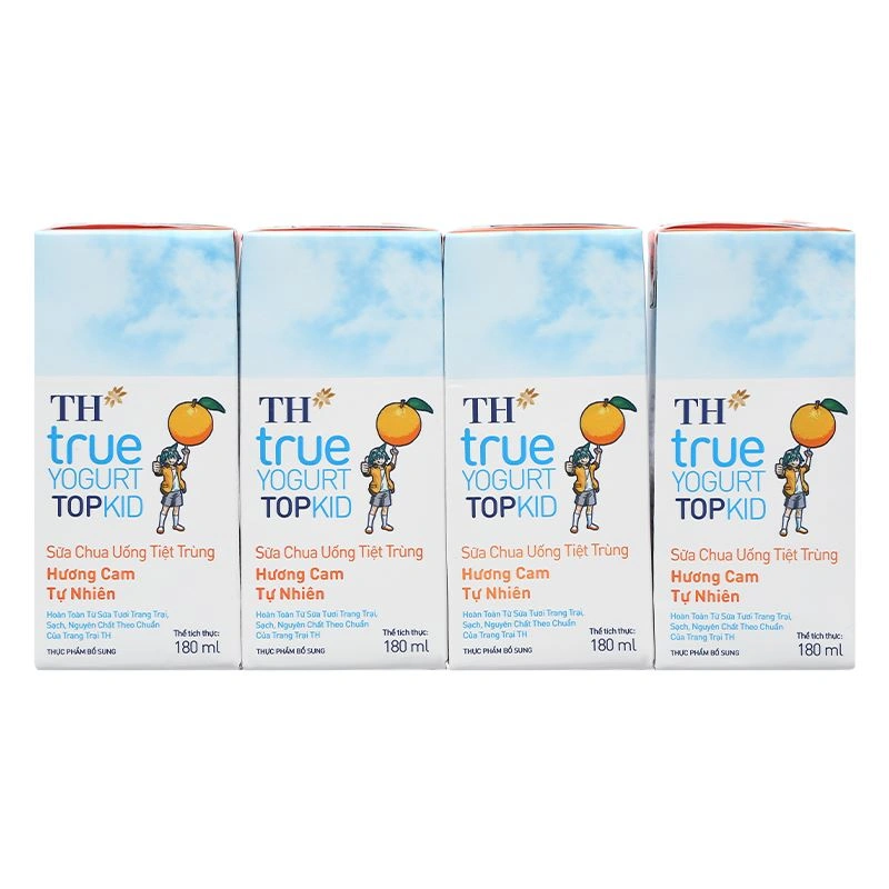Lốc 4 hộp sữa chua uống tiệt trùng TH true YOGURT TOPKID vị cam 180 ml (từ 2 tuổi) - Giao bao bì ngẫu nhiên 3