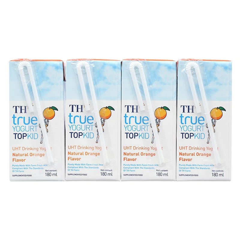 Lốc 4 hộp sữa chua uống tiệt trùng TH true YOGURT TOPKID vị cam 180 ml (từ 2 tuổi) - Giao bao bì ngẫu nhiên 4