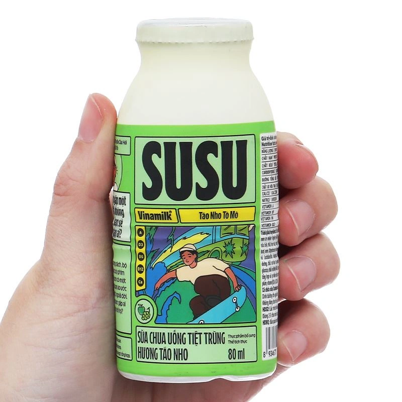 Thùng 48 chai sữa chua uống tiệt trùng Vinamilk SuSu vị táo, nho 80 ml (từ 1 tuổi) 11