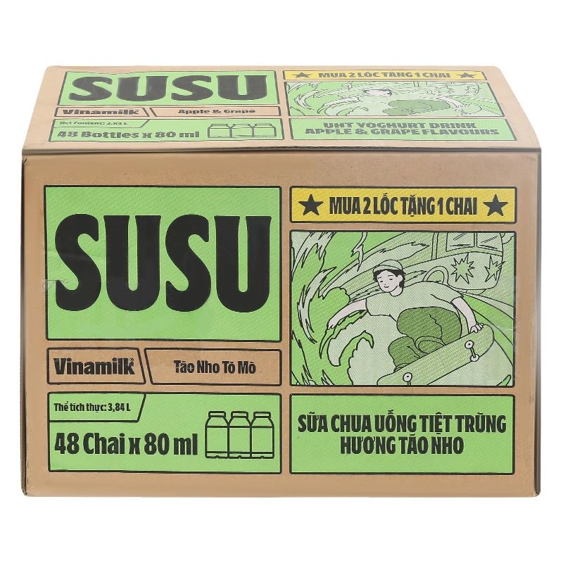 Thùng 48 chai sữa chua uống tiệt trùng Vinamilk SuSu vị táo, nho 80 ml (từ 1 tuổi) 3