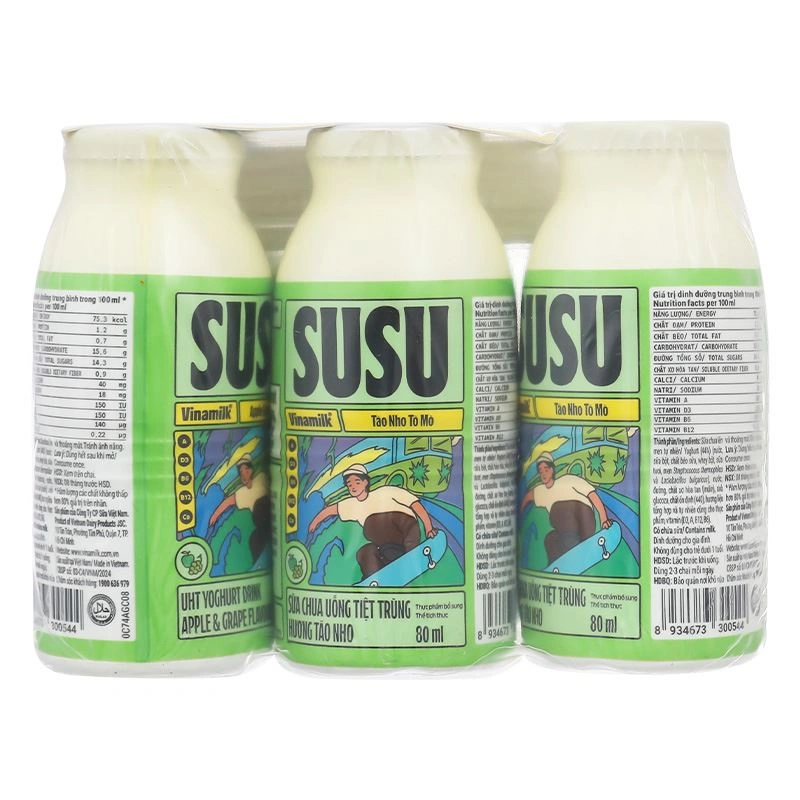 Thùng 48 chai sữa chua uống tiệt trùng Vinamilk SuSu vị táo, nho 80 ml (từ 1 tuổi) 6