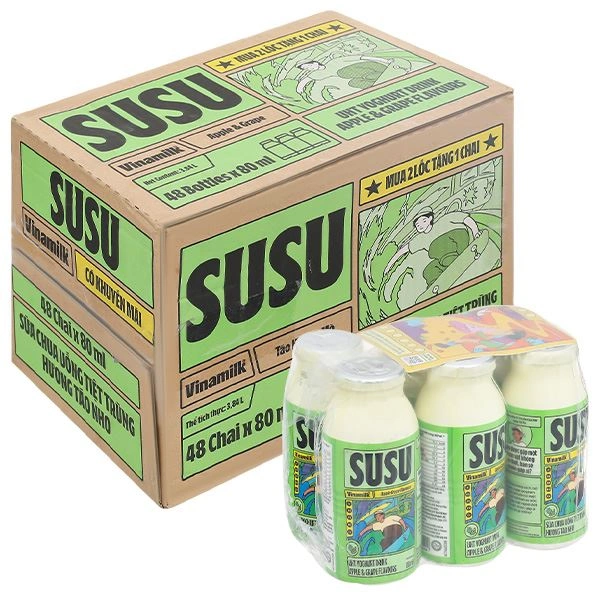 Thùng 48 chai sữa chua uống tiệt trùng Vinamilk SuSu