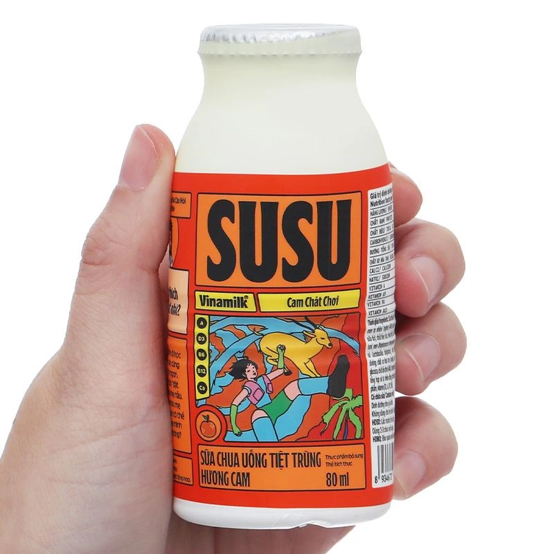 Thùng 48 chai sữa chua uống tiệt trùng Vinamilk SuSu vị cam 80 ml (từ 1 tuổi) - Giao bao bì ngẫu nhiên 12