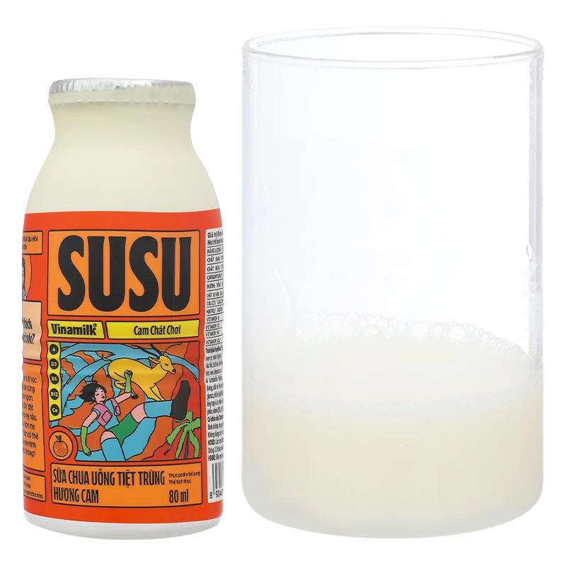 Thùng 48 chai sữa chua uống tiệt trùng Vinamilk SuSu vị cam 80 ml (từ 1 tuổi) - Giao bao bì ngẫu nhiên 23