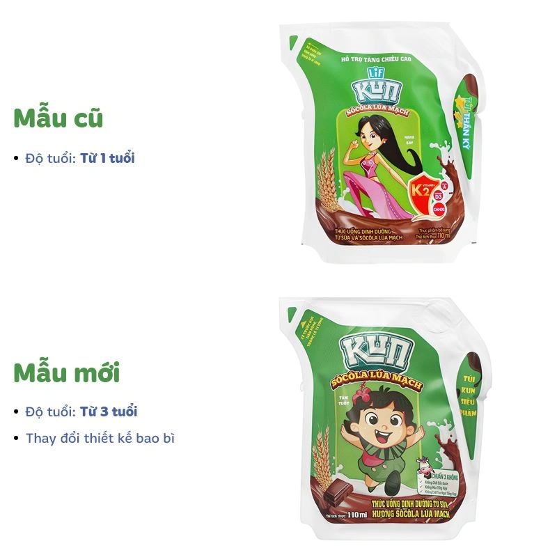 Thùng 24 túi thức uống lúa mạch socola LiF Kun 110 ml (từ 3 tuổi) 11