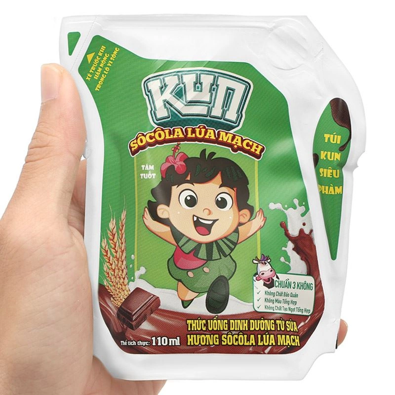 Thùng 24 túi thức uống lúa mạch socola LiF Kun 110 ml (từ 3 tuổi) 13