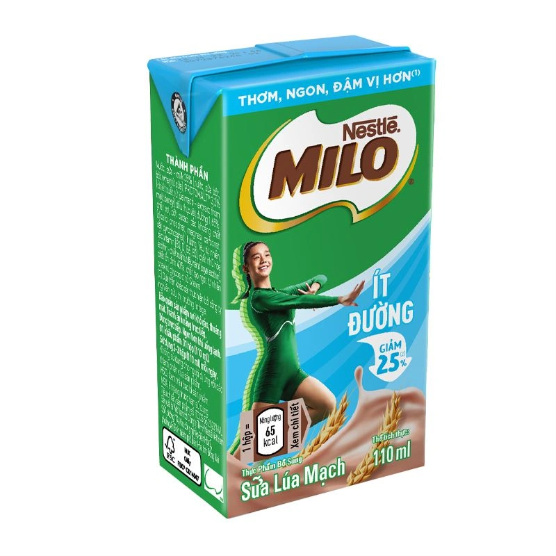 Lốc 4 hộp thức uống lúa mạch Nestlé Milo ít đường 110 ml (từ 2 tuổi) 3