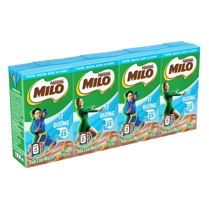 Lốc 4 hộp thức uống lúa mạch Nestlé Milo ít đường 110 ml (từ 2 tuổi) 9