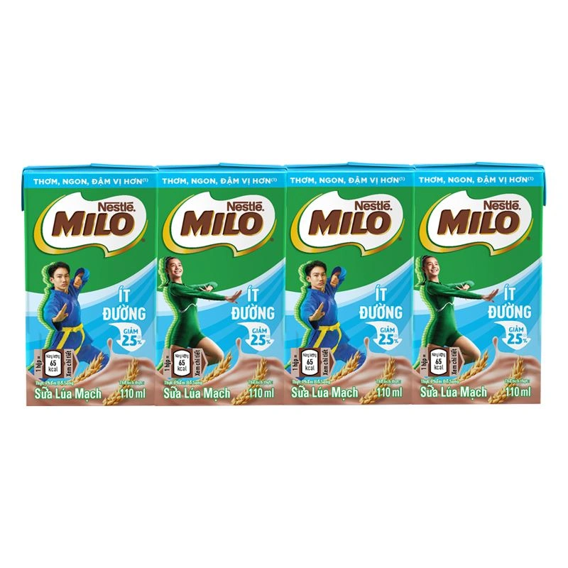Lốc 4 hộp thức uống lúa mạch Nestlé Milo ít đường 110 ml (từ 2 tuổi) 10