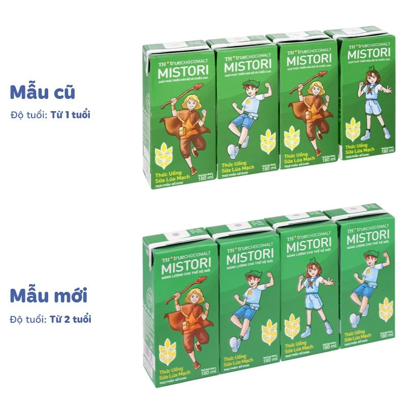 Lốc 4 hộp thức uống lúa mạch TH true Chocomalt Mistori 180 ml (từ 2 tuổi) - Giao bao bì ngẫu nhiên 2