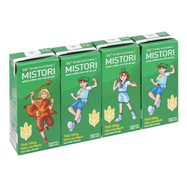 Lốc 4 hộp thức uống lúa mạch TH true Chocomalt Mistori 180 ml (từ 2 tuổi) - Giao bao bì ngẫu nhiên 1