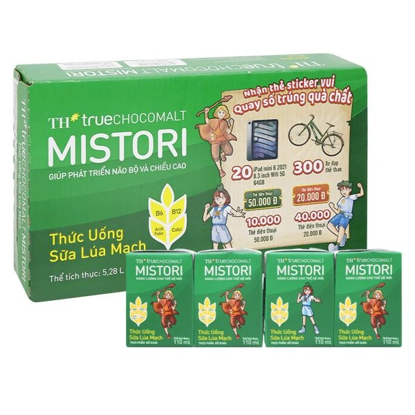 Thùng 48 hộp thức uống lúa mạch TH true Chocomalt Mistori 110 ml (từ 2 tuổi) - Giao bao bì ngẫu nhiên 1