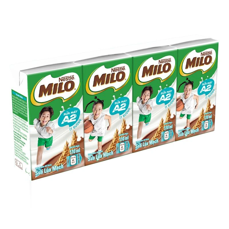 Thùng 48 hộp thức uống lúa mạch Nestlé Milo A2 ít đường 110 ml (từ 2 tuổi) 4