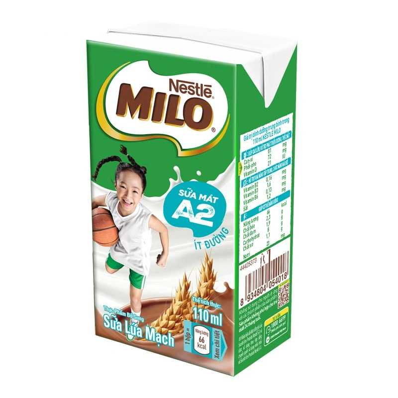 Thùng 48 hộp thức uống lúa mạch Nestlé Milo A2 ít đường 110 ml (từ 2 tuổi) 7