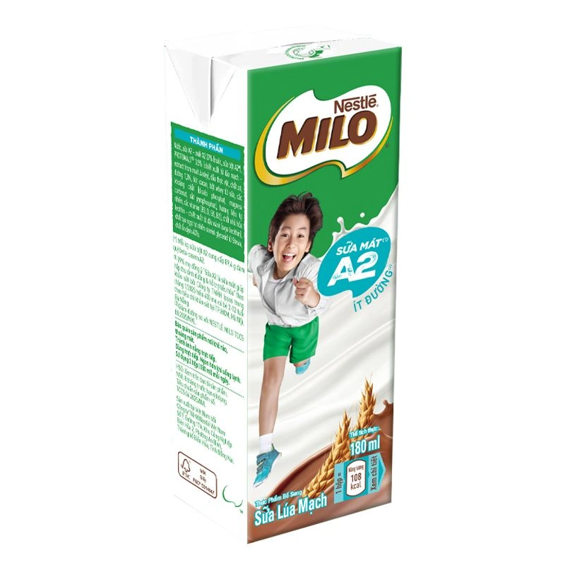 Thùng 48 hộp thức uống lúa mạch Nestlé Milo A2 ít đường 180 ml (từ 2 tuổi) 5