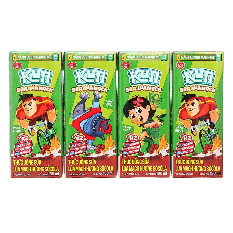 Thùng 48 hộp thức uống lúa mạch socola LiF Kun 180 ml (từ 2 tuổi) - Giao bao bì ngẫu nhiên 8