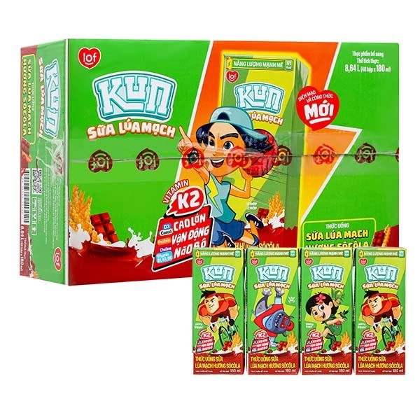 Thùng 48 hộp thức uống lúa mạch socola LiF Kun - Giao bao bì ngẫu nhiên