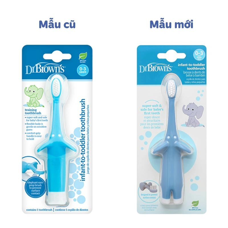 Bàn chải cho bé Dr.Brown's lông siêu mềm (0 - 3 tuổi) - Màu xanh dương 2