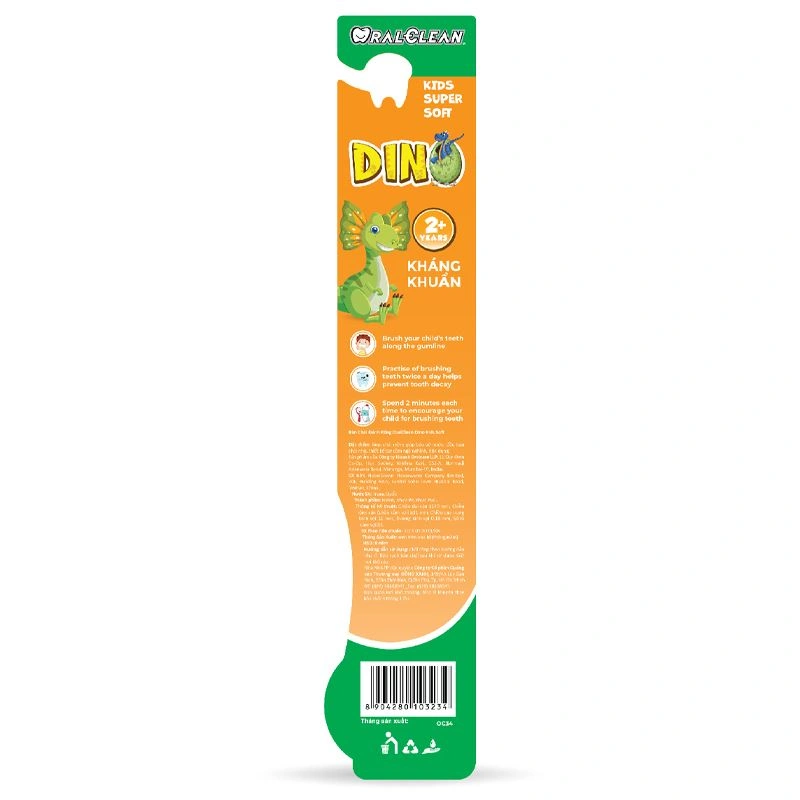 Bàn chải đánh răng Oral Clean Dino lông siêu mềm (từ 2 tuổi) - Màu ngẫu nhiên 8
