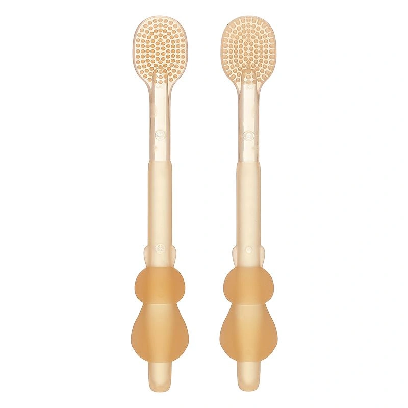Bộ 2 bàn chải + rơ lưỡi cho bé TOP KIDS (từ 0 tháng) silicone mềm - Màu vàng cam 5