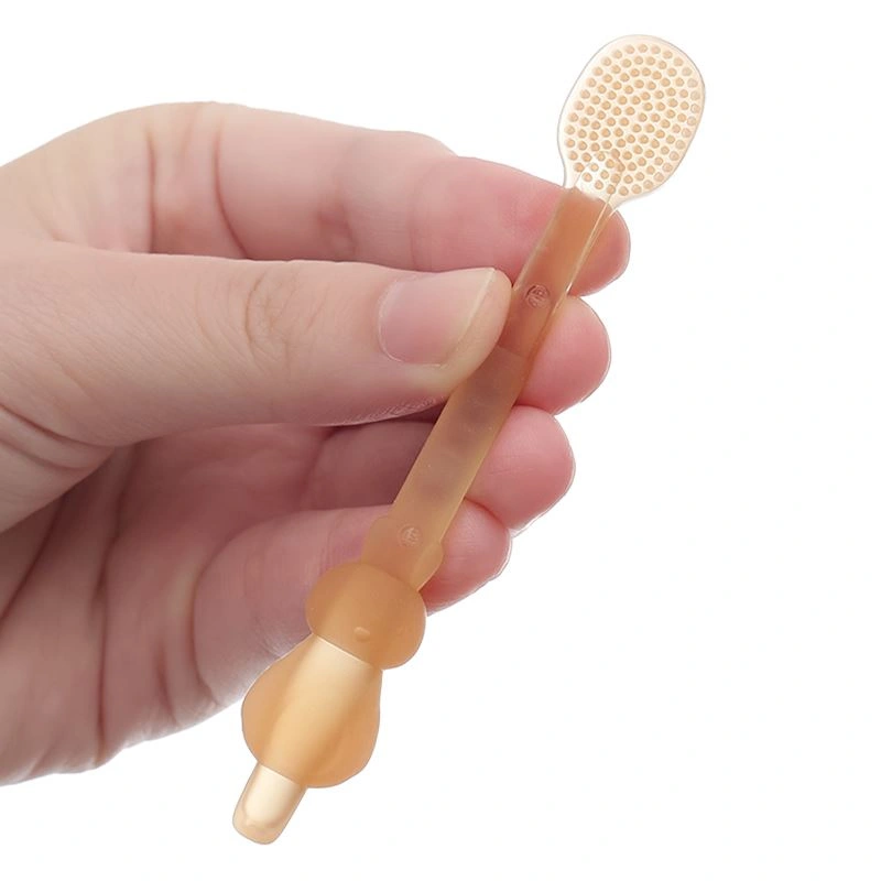 Bộ 2 bàn chải + rơ lưỡi cho bé TOP KIDS (từ 0 tháng) silicone mềm - Màu vàng cam 7