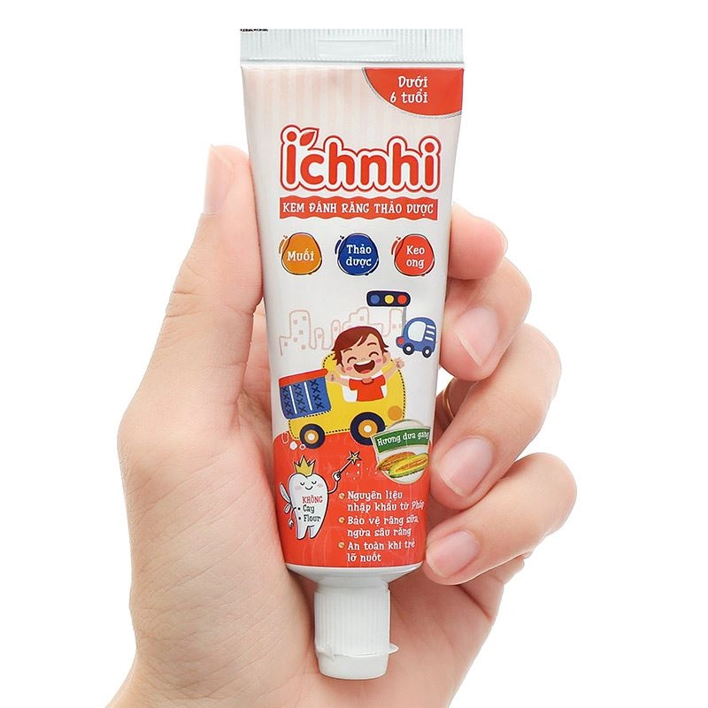 Kem đánh răng thảo dược cho bé 0 - 6 tuổi Ích Nhi hương dưa gang 50g 8