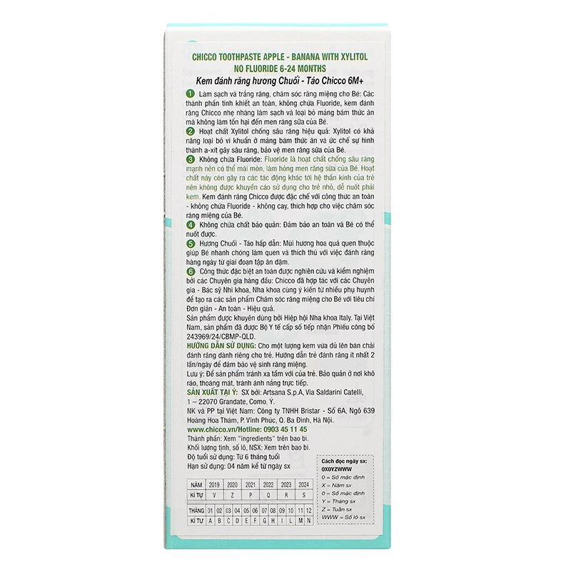 Kem đánh răng cho bé 6 - 24 tháng Chicco hương chuối và táo 50 ml (mẫu mới) 3