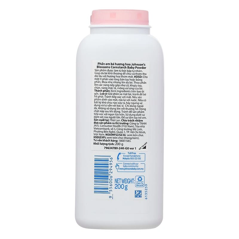 Phấn thơm cho bé Johnson's Baby Blossoms Cornstarch 500g 7