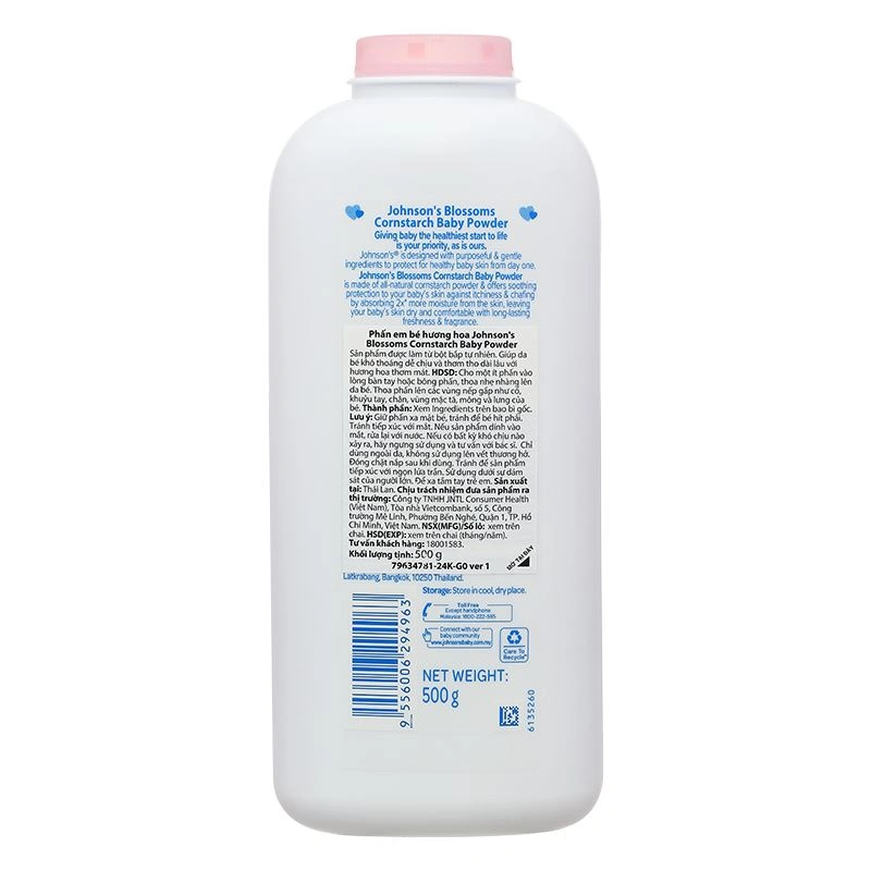 Phấn thơm cho bé Johnson's Baby Blossoms Cornstarch 500g 2