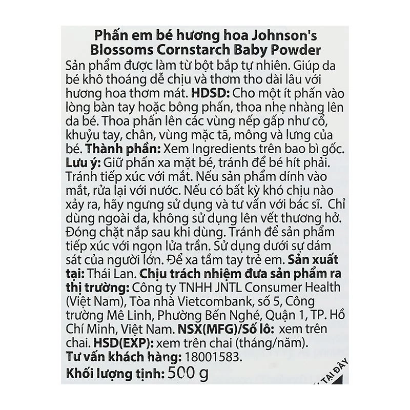 Phấn thơm cho bé Johnson's Baby Blossoms Cornstarch 500g 6