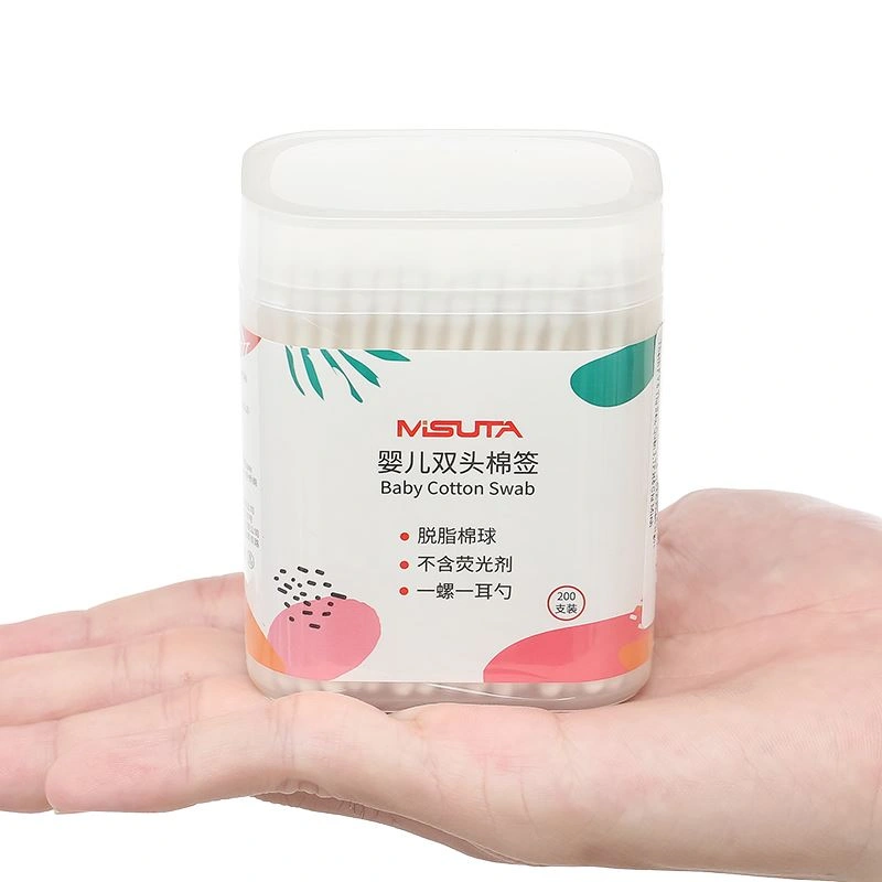 Tăm bông thân giấy Misuta đầu tròn và đầu xoắn hũ 200 cây 3