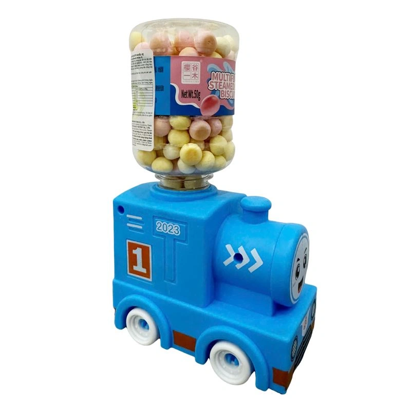 Bánh quy đồ chơi bình nước xe lửa xanh dương Steamed nhiều vị hũ 50g (từ 1 tuổi) 2