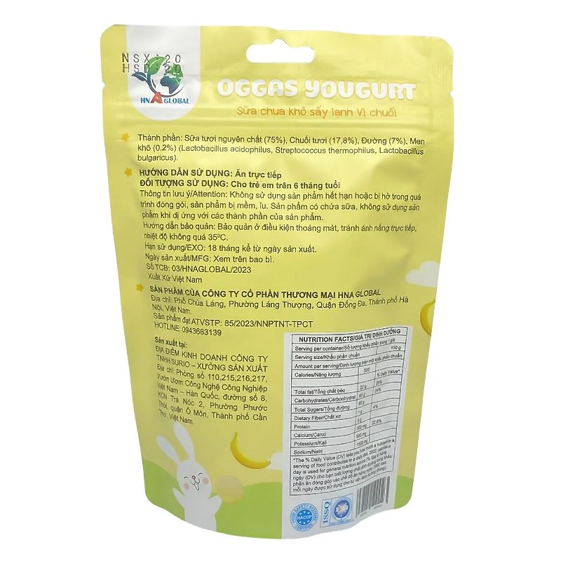 Sữa chua khô sấy lạnh vị mãng cầu Oggas Yogurt gói 18g (từ 6 tháng) 12
