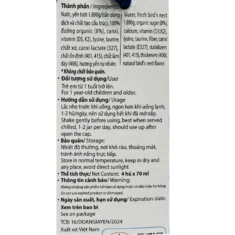 Hộp 4 hũ nước yến sào Yan Nest Kids 70 ml (từ 1 tuổi) 5