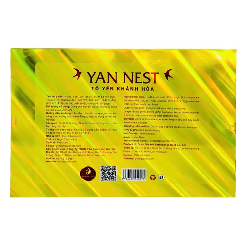 Hộp 6 hũ tổ yến chưng đường phèn Yan Nest 70 ml (từ 2 tuổi) 3