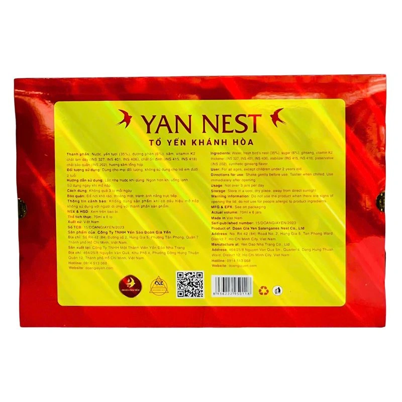Hộp 6 hũ tổ yến chưng sâm Ngọc Linh Yan Nest 70 ml (từ 2 tuổi) 3
