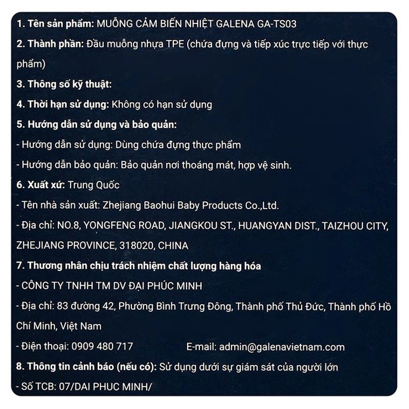 Muỗng cảm biến nhiệt Galena GA-TS03 10