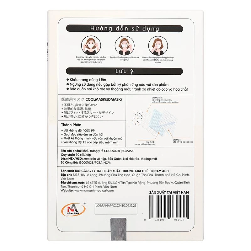 Hộp 30 cái khẩu trang y tế FAMAPRO CoolMask 3 lớp 2