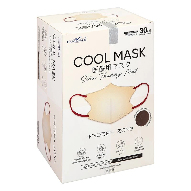Hộp 30 cái khẩu trang y tế FAMAPRO CoolMask 3 lớp 3