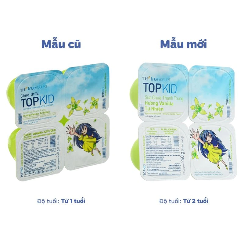 Lốc 4 hộp sữa chua thanh trùng TH true YOGURT TOPKID vị chuối, lúa mạch 60g (từ 2 tuổi) - Giao bao bì ngẫu nhiên 8