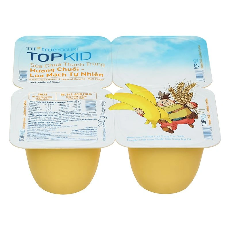 Lốc 4 hộp sữa chua thanh trùng TH true YOGURT TOPKID vị chuối, lúa mạch 60g (từ 2 tuổi) - Giao bao bì ngẫu nhiên 3