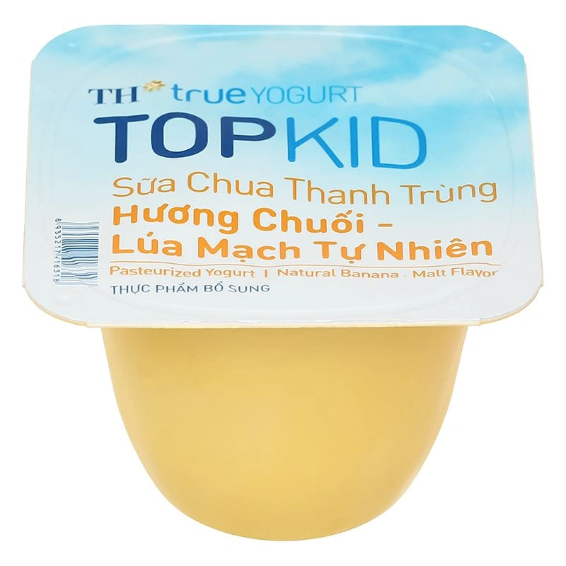Lốc 4 hộp sữa chua thanh trùng TH true YOGURT TOPKID vị chuối, lúa mạch 60g (từ 2 tuổi) - Giao bao bì ngẫu nhiên 4